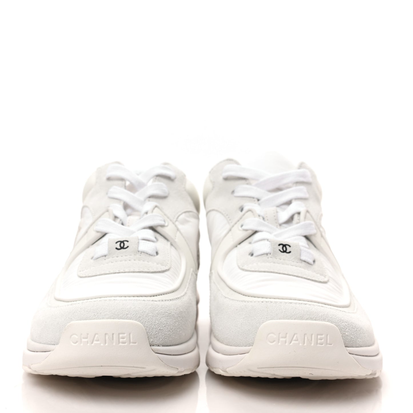Suede Calfskin Fabric CC Sneakers 37 White