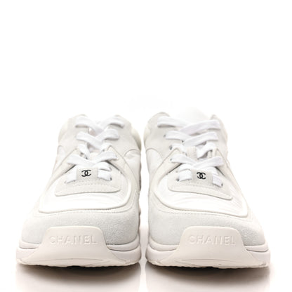 Chanel Suede Calfskin Fabric CC Sneakers 37 White 2 of 7