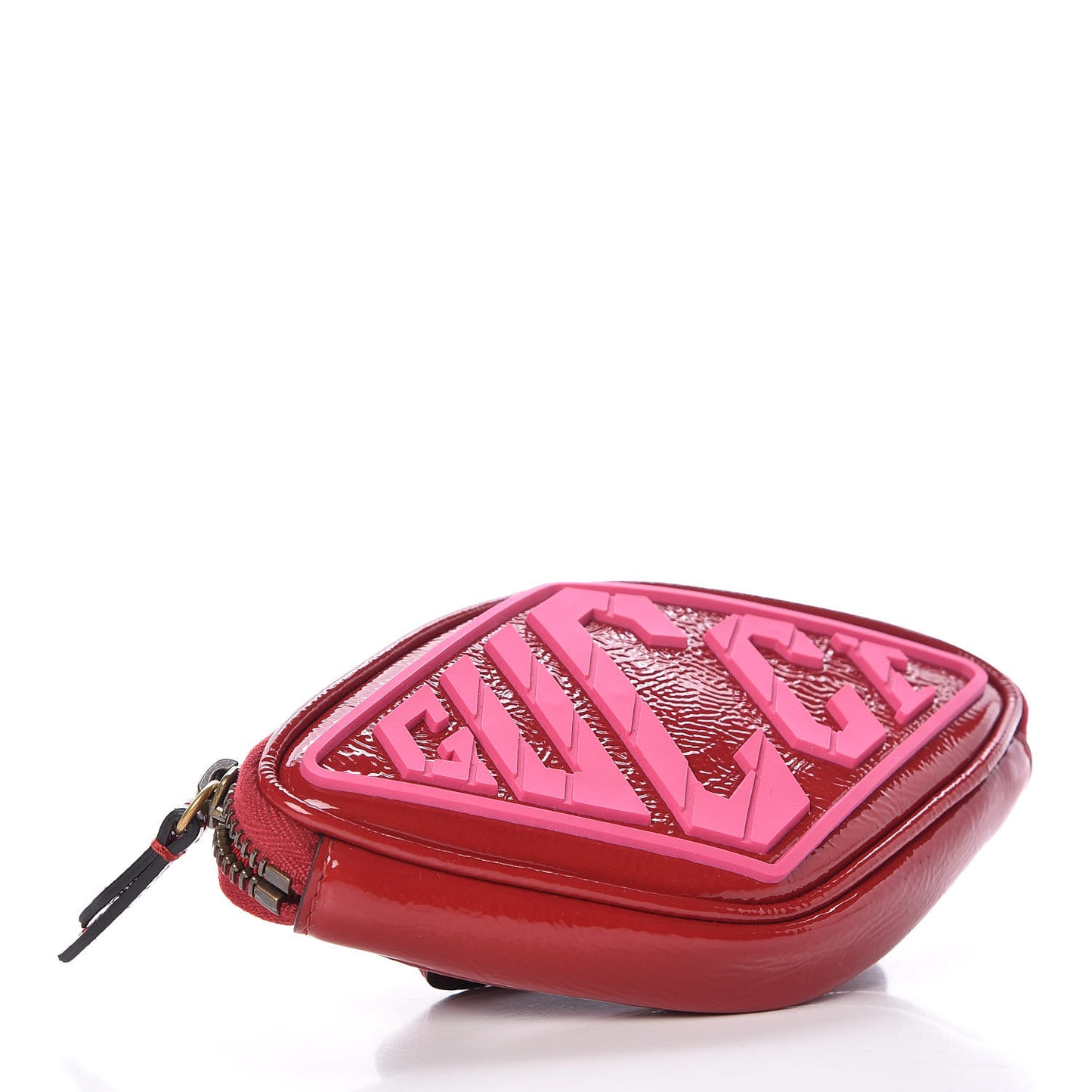 Patent Rubber Game Patch Logo Wrist Bag Hibiscus Red