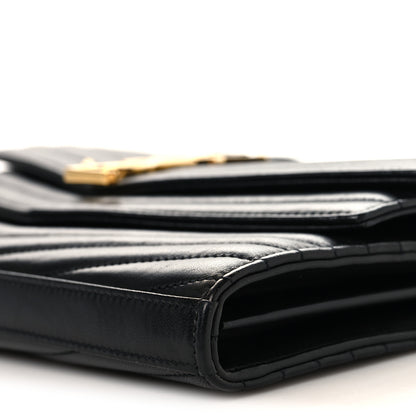 Saint Laurent Lambskin Matelasse Chevron Monogram Sulpice Chain Wallet Black 10 of 12