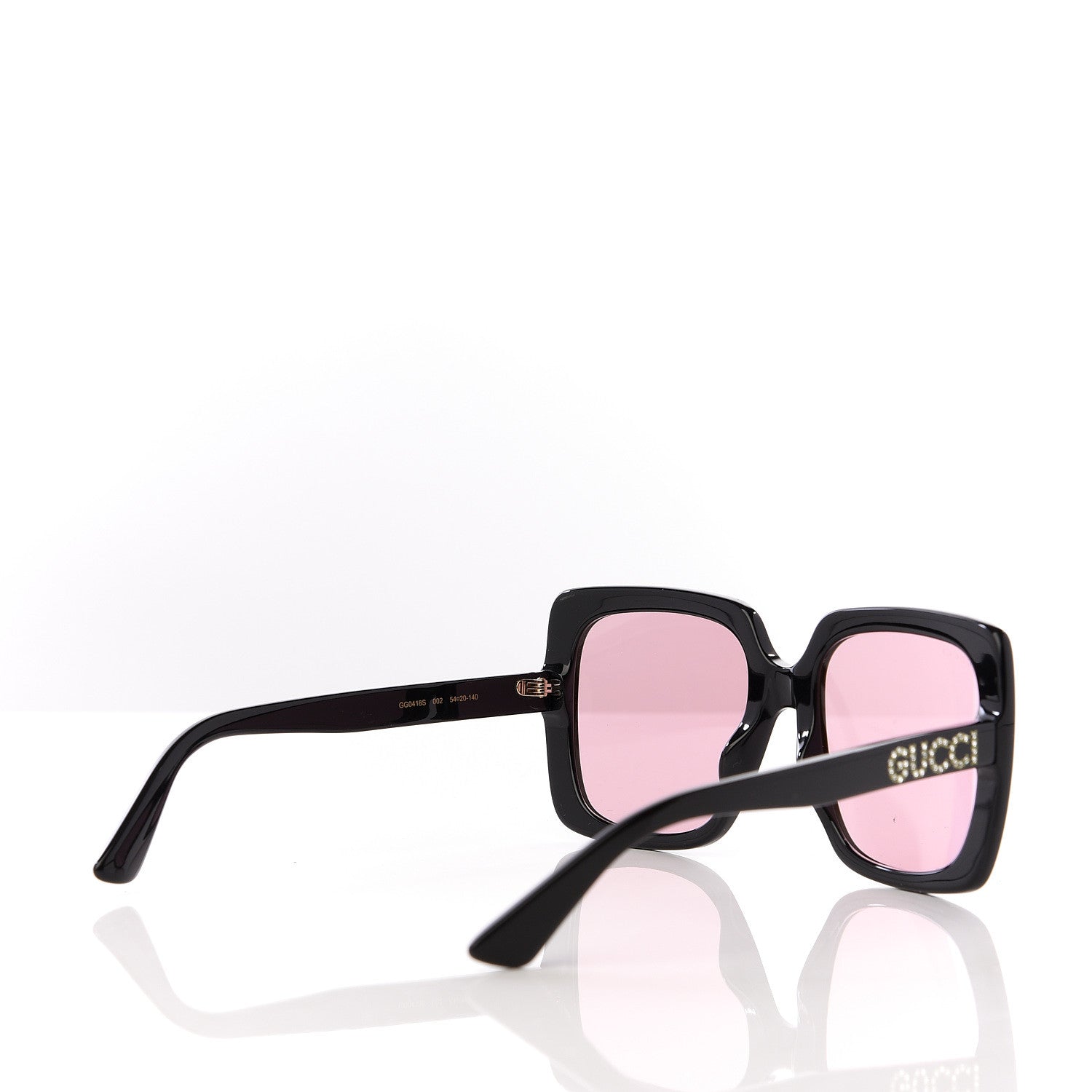 Gucci Crystal Square Frame GG Sunglasses GG0418S Black Pink 3 of 8