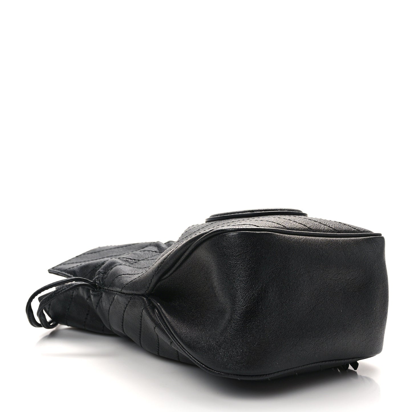 Sakai Be Green Calfskin Diagonal Stitched Mini Blondie Bucket Bag Black