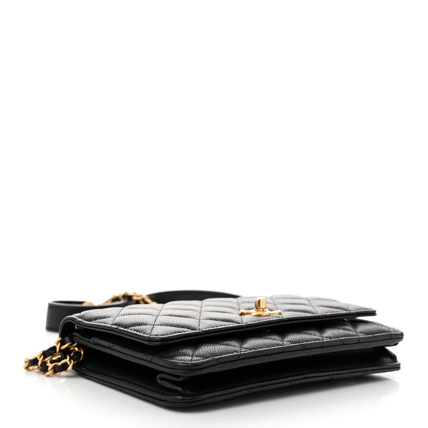 Caviar Quilted Twist Your Buttons Wallet On Chain WOC Black