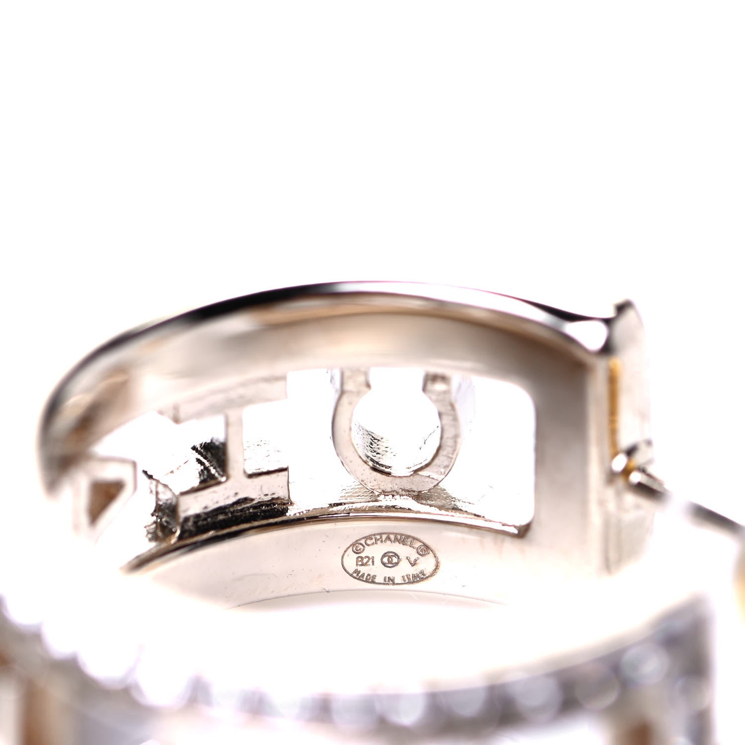 Chanel Metal Crystal Bow-tiful CC Hoop Earrings Gold 4 of 4