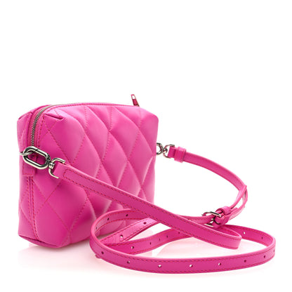 Balenciaga Nappa Calfskin Quilted XS Touch B Camera Shoulder Bag Fuchsia 3 of 8