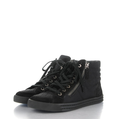 Chanel Canvas Suede Zipped Sneakers 37 Black 3 of 7