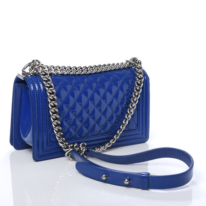 Chanel Patent Calfskin Quilted Medium Plexiglass Boy Flap Blue 3 of 10