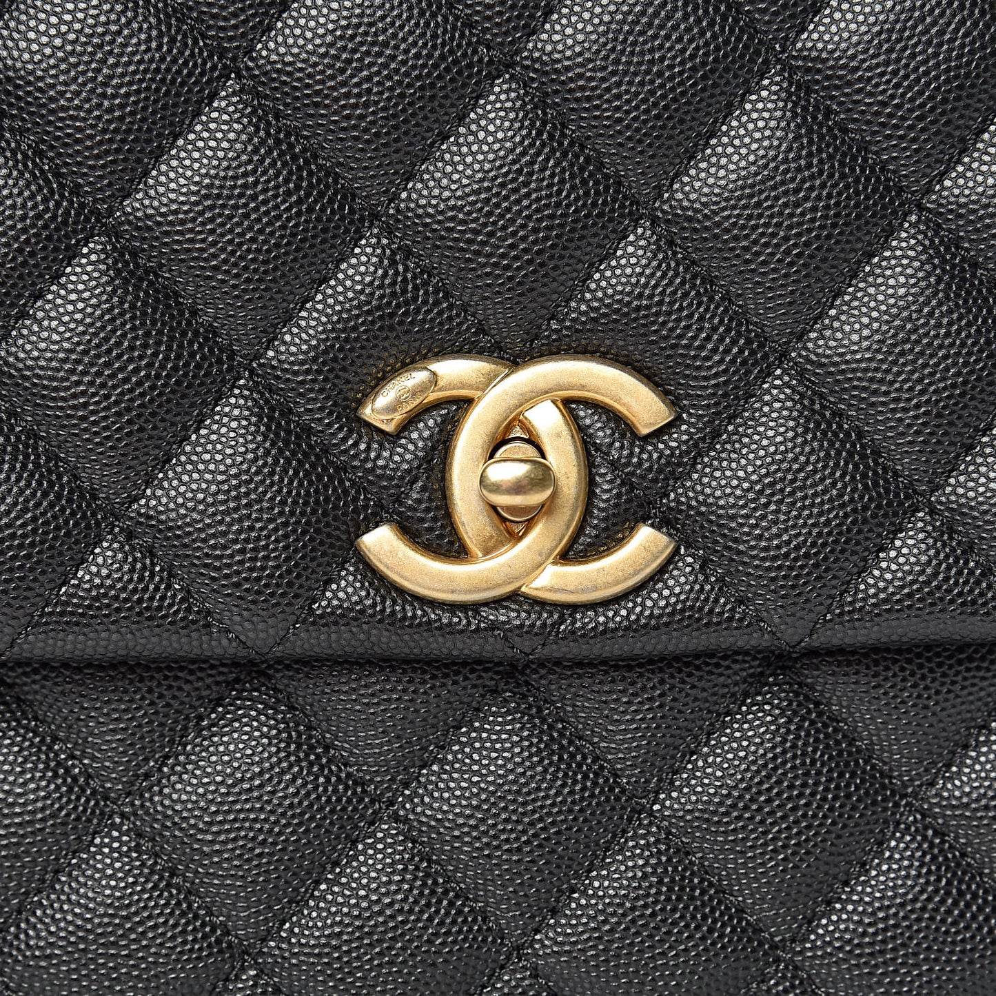 Caviar Lizard Quilted Medium Coco Handle Flap Black