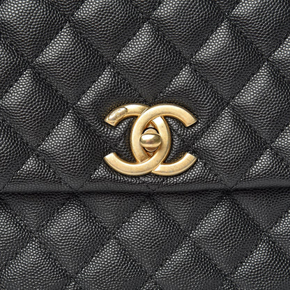 Chanel Caviar Lizard Quilted Medium Coco Handle Flap Black 10 of 10
