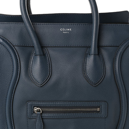 Celine Drummed Calfskin Mini Luggage Blue 7 of 9