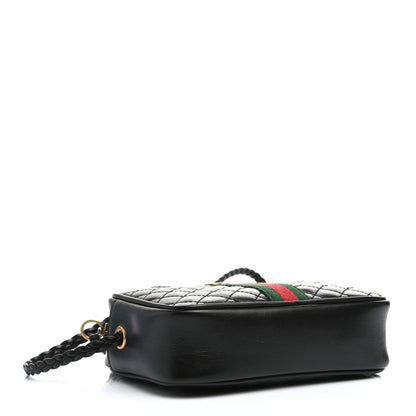 Gucci Calfskin Trapuntata Web Mini GG Shoulder Bag Black 4 of 11