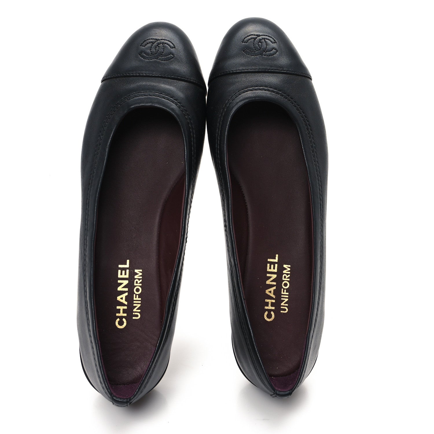 Chanel Lambskin Cap Toe CC Uniform Ballerina Flats 39 Black 2 of 11
