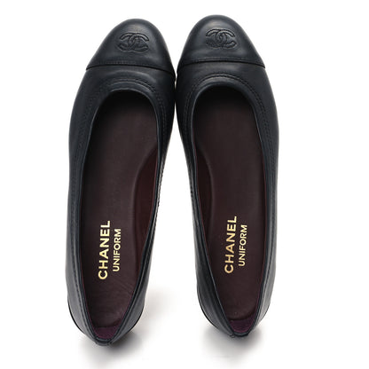 Chanel Lambskin Cap Toe CC Uniform Ballerina Flats 39 Black 2 of 11