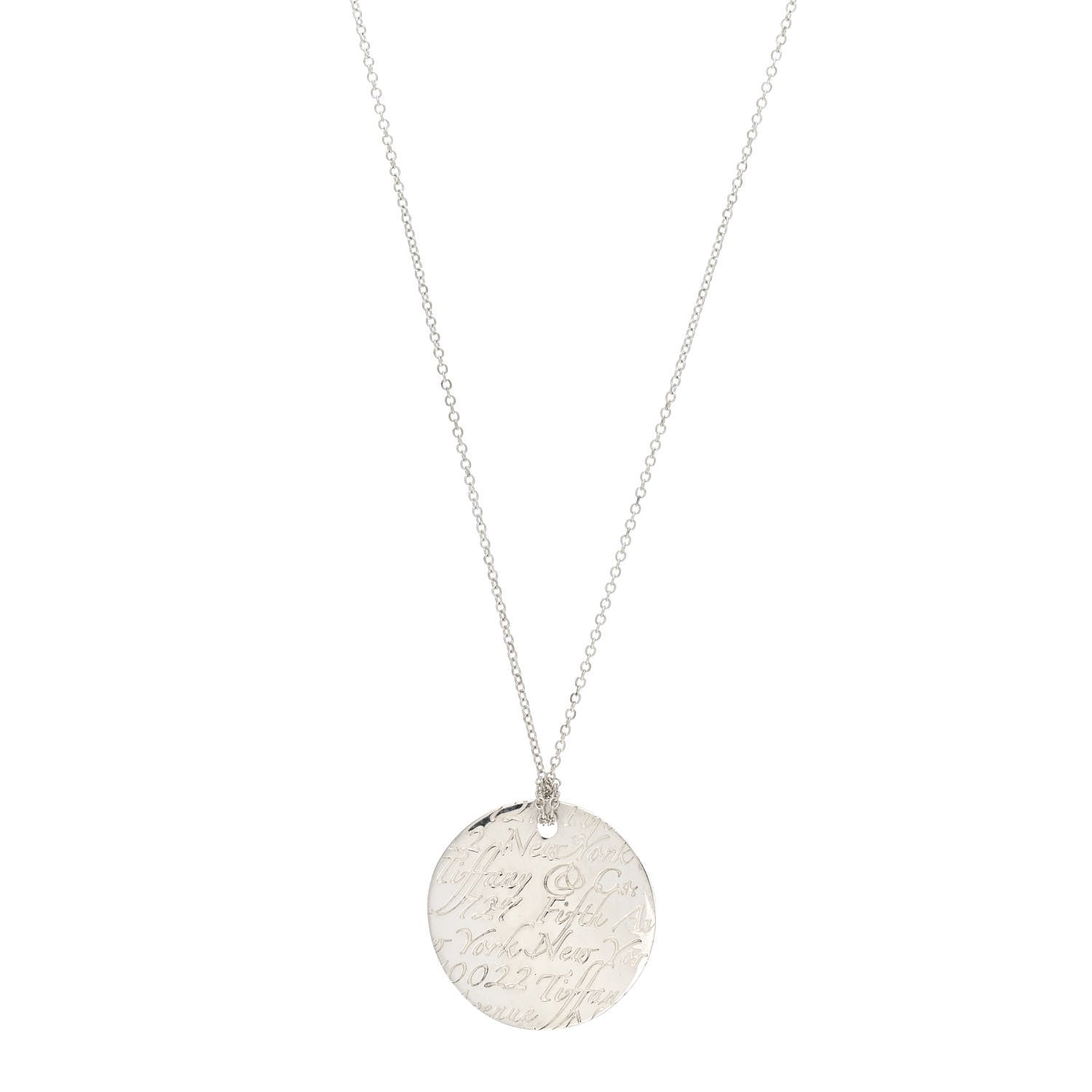 Tiffany Sterling Silver Notes Round Pendant Necklace 1 of 4