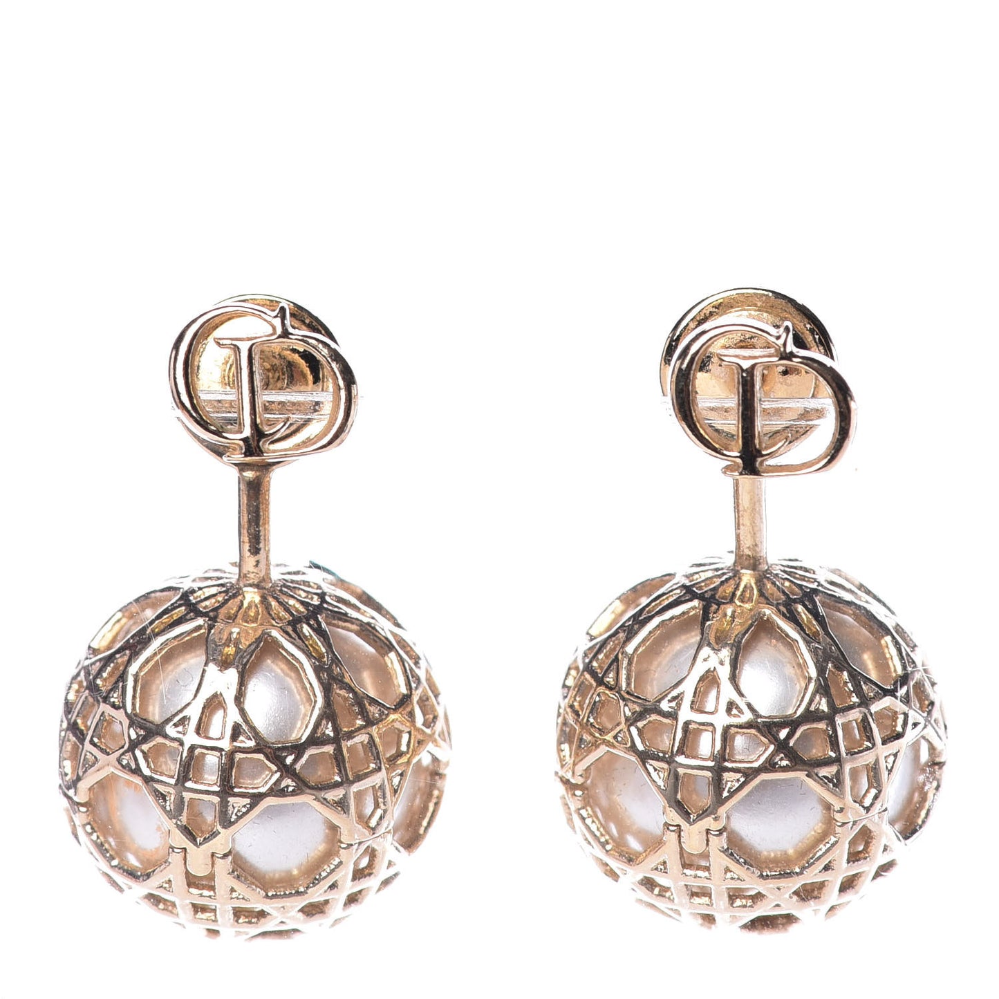 Pearl Secret Cannage Mise En Dior Tribales Earrings Gold