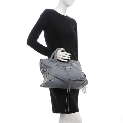 Louis Vuitton BALENCIAGA Chevre Silver Metallic Edge City Blue Acier 2 of 7