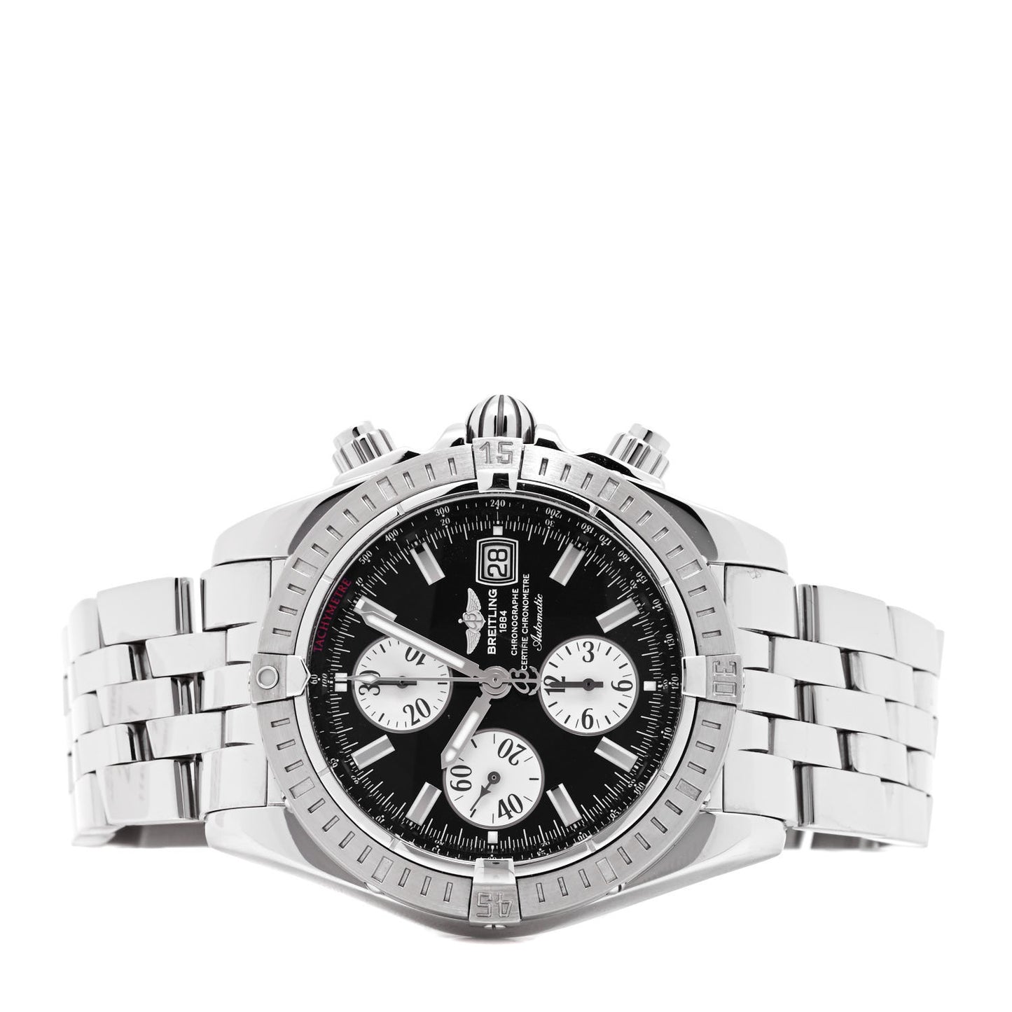 Stainless Steel 44mm Chronomat Evolution Automatic Chronograph Watch Black A13356