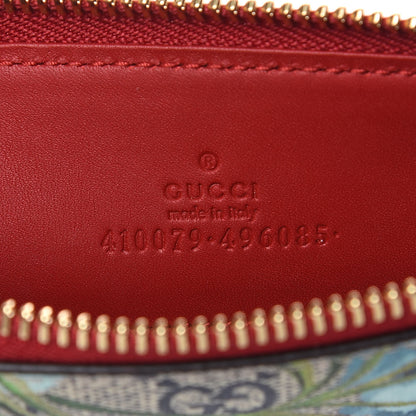 Gucci GG Supreme Monogram Blooms Small Zip Pouch Beige Blue Hibiscus Red 6 of 8