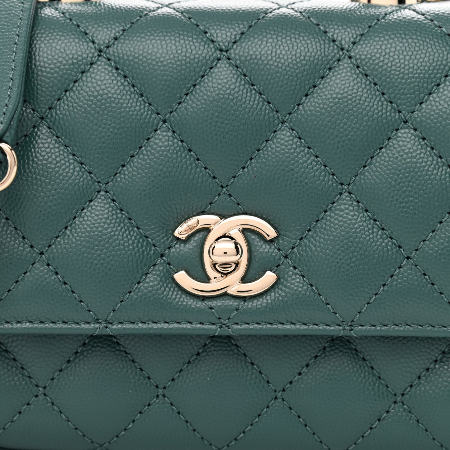 Caviar Quilted Extra Mini Coco Handle Flap Green