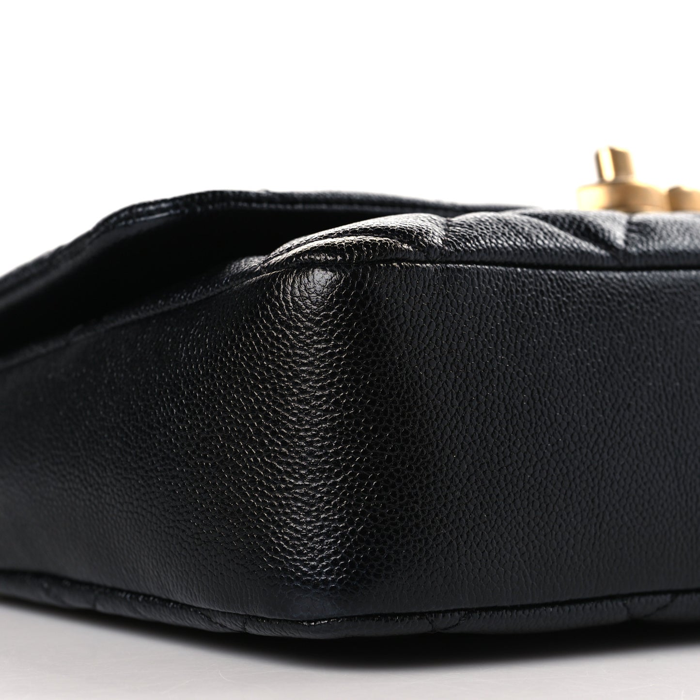 Shiny Caviar Quilted Large Chain Melody Flap Black