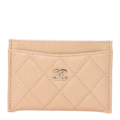 Chanel Iridescent Caviar Quilted Card Holder Beige 1 of 9