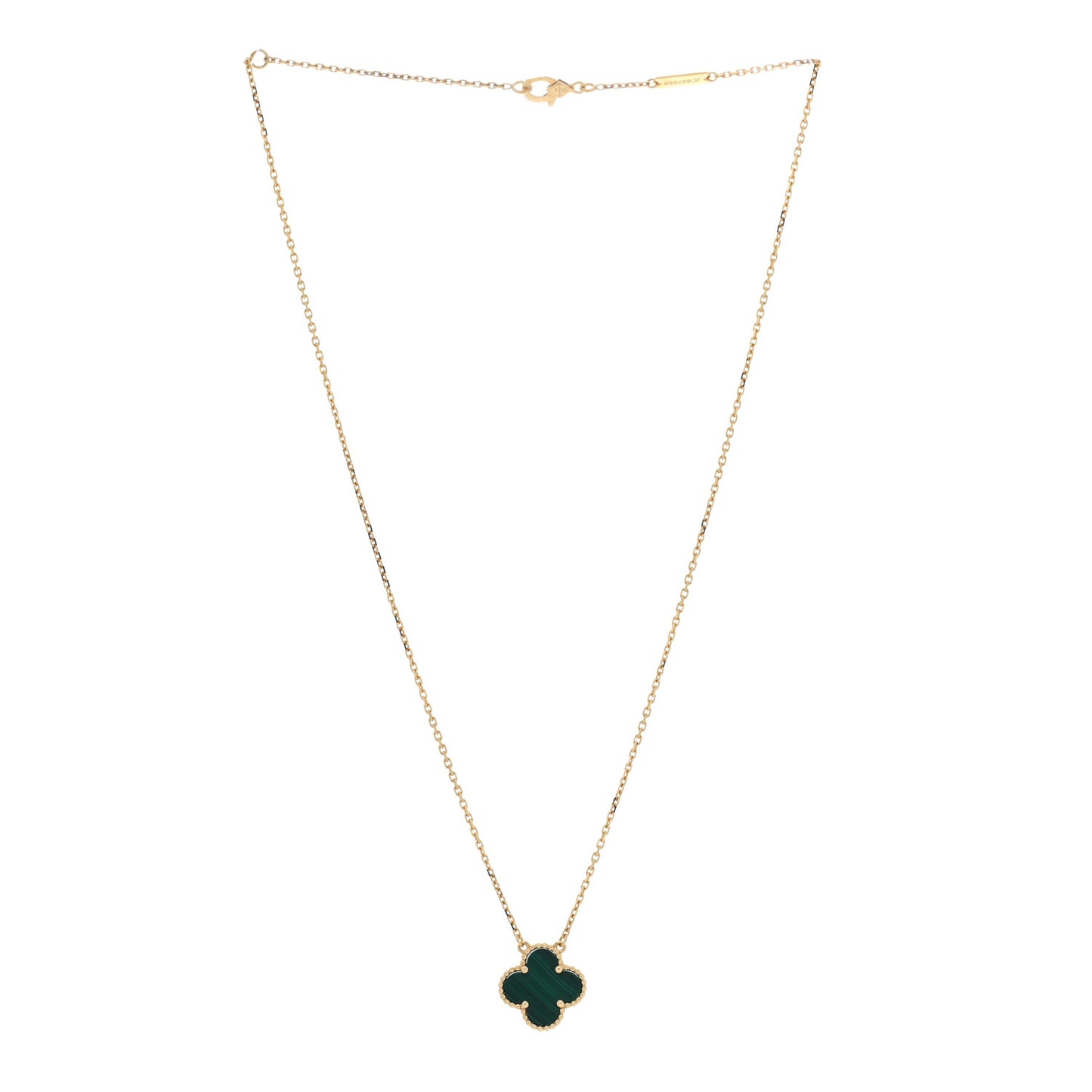 18K Yellow Gold Malachite Vintage Alhambra Pendant Necklace