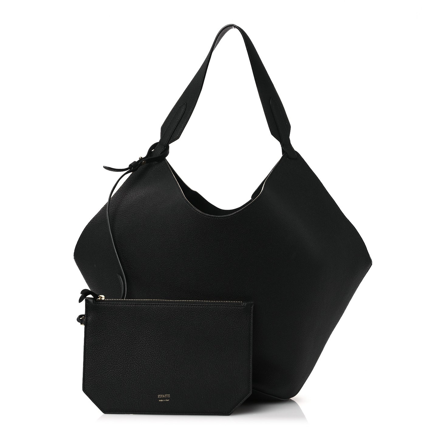 Pebbled Sport Calfskin Medium Lotus Tote Black