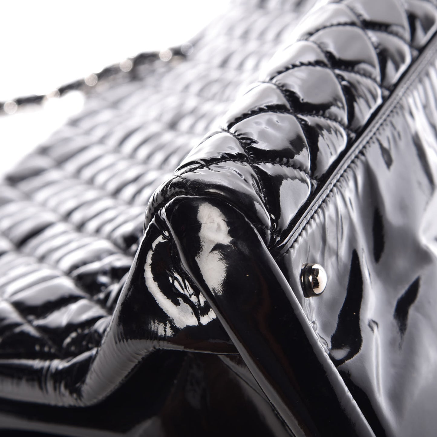 Patent Quilted Maxi Just Mademoiselle Bowling Bag Black