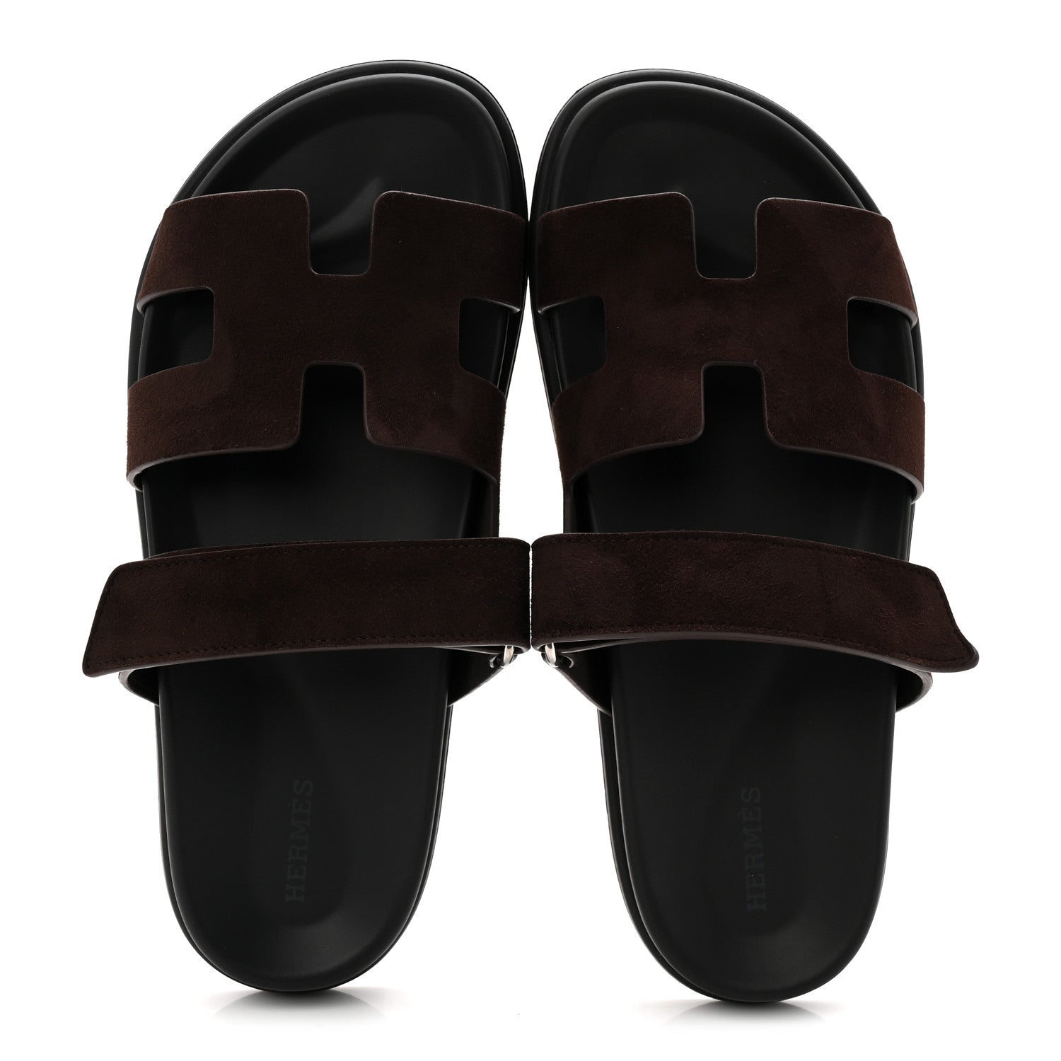 Hermes Suede Goatskin Womens Chypre Sandals 39 Marron Ebene 2 of 10