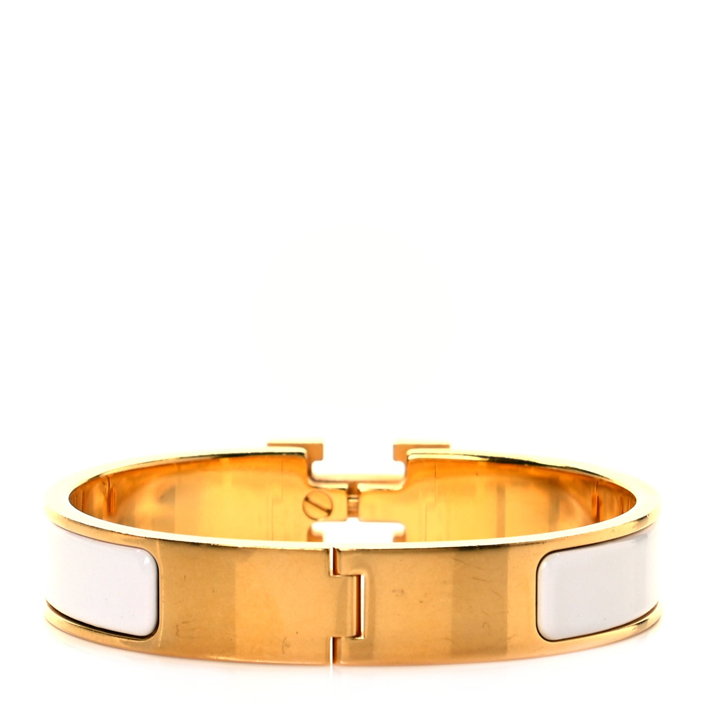Enamel Narrow Clic Clac H Bracelet PM White