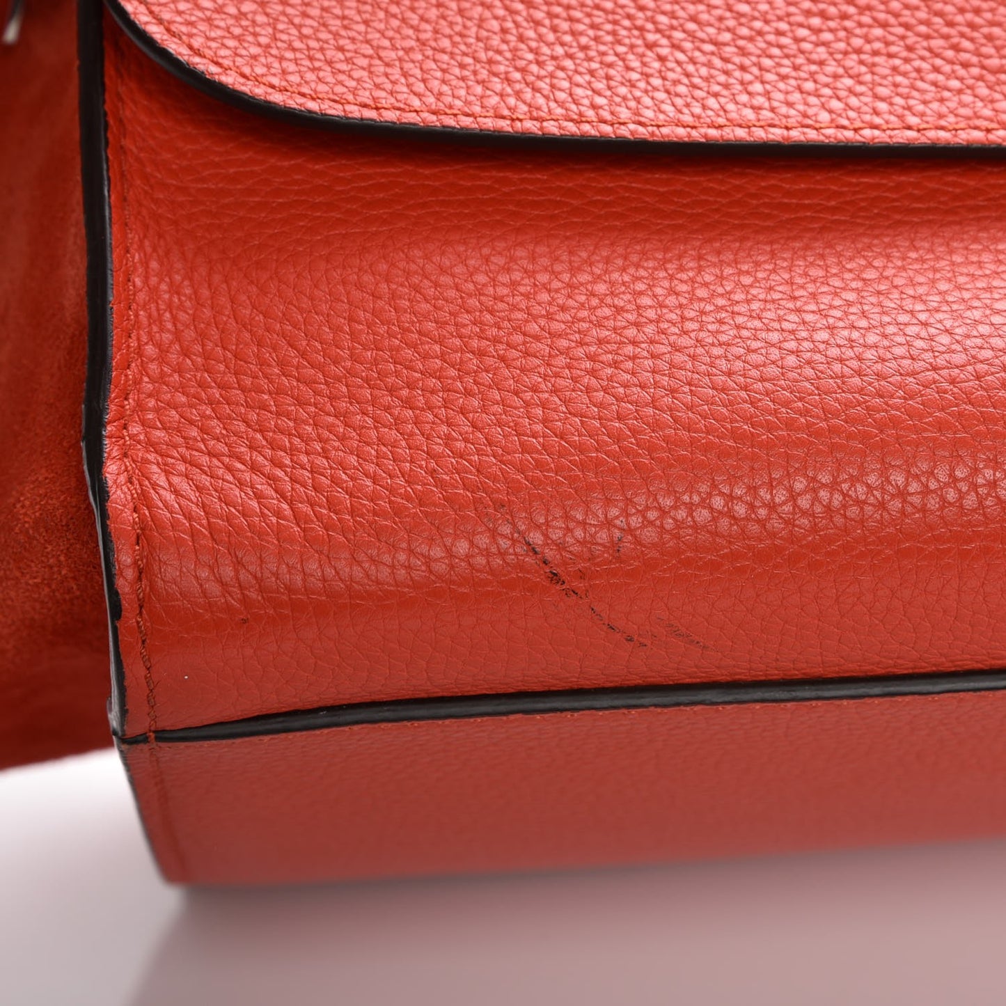 Drummed Calfskin Suede Double Zip Trapeze Vermillion