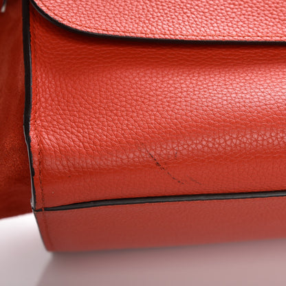 Celine Drummed Calfskin Suede Double Zip Trapeze Vermillion 9 of 9