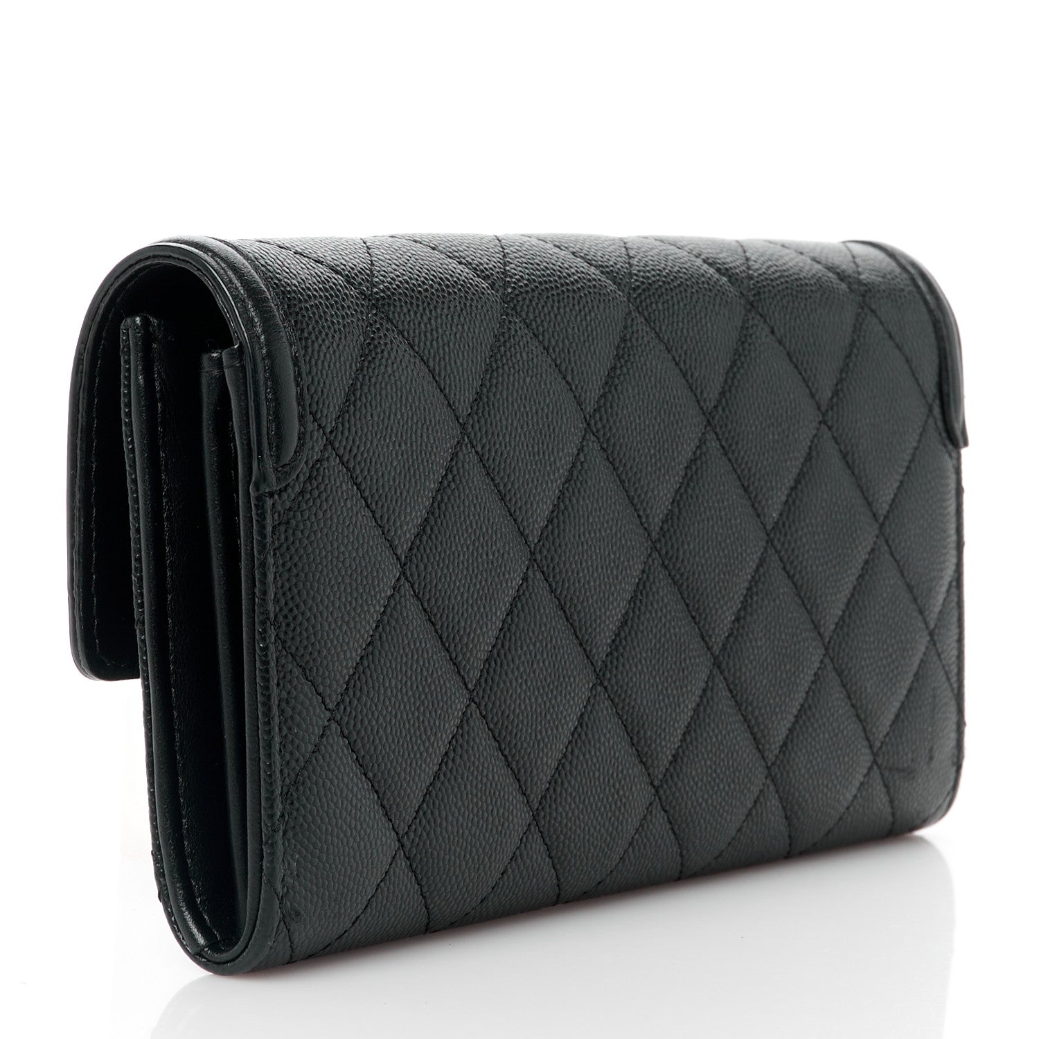 Chanel Caviar Quilted Filigree Large Gusset Flap Wallet Black 3 of 13