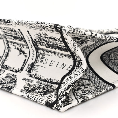 Christian Dior Canvas Embroidered Medium Plan De Paris Book Tote White Black 10 of 11