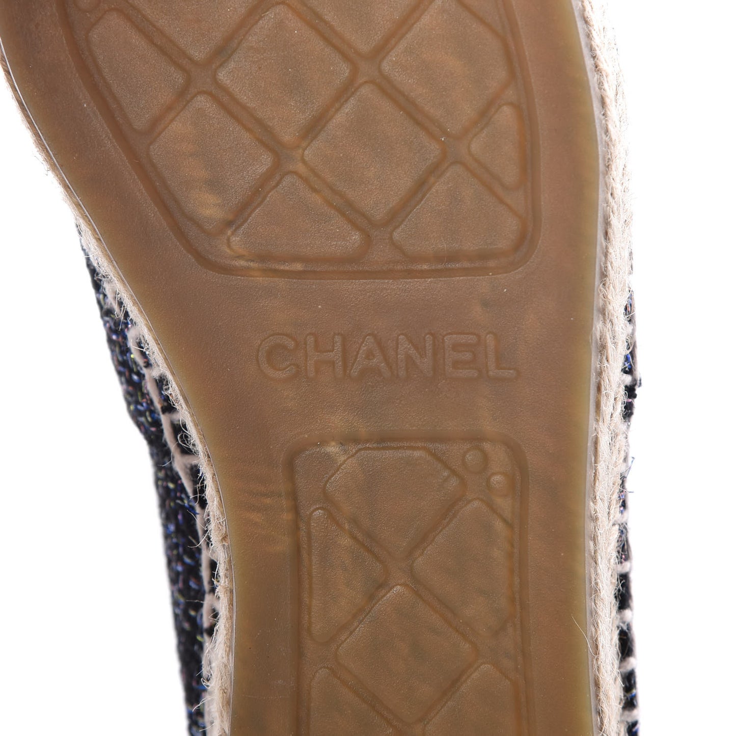 Metallic Tweed Patent CC Espadrilles 36 Black Multicolor