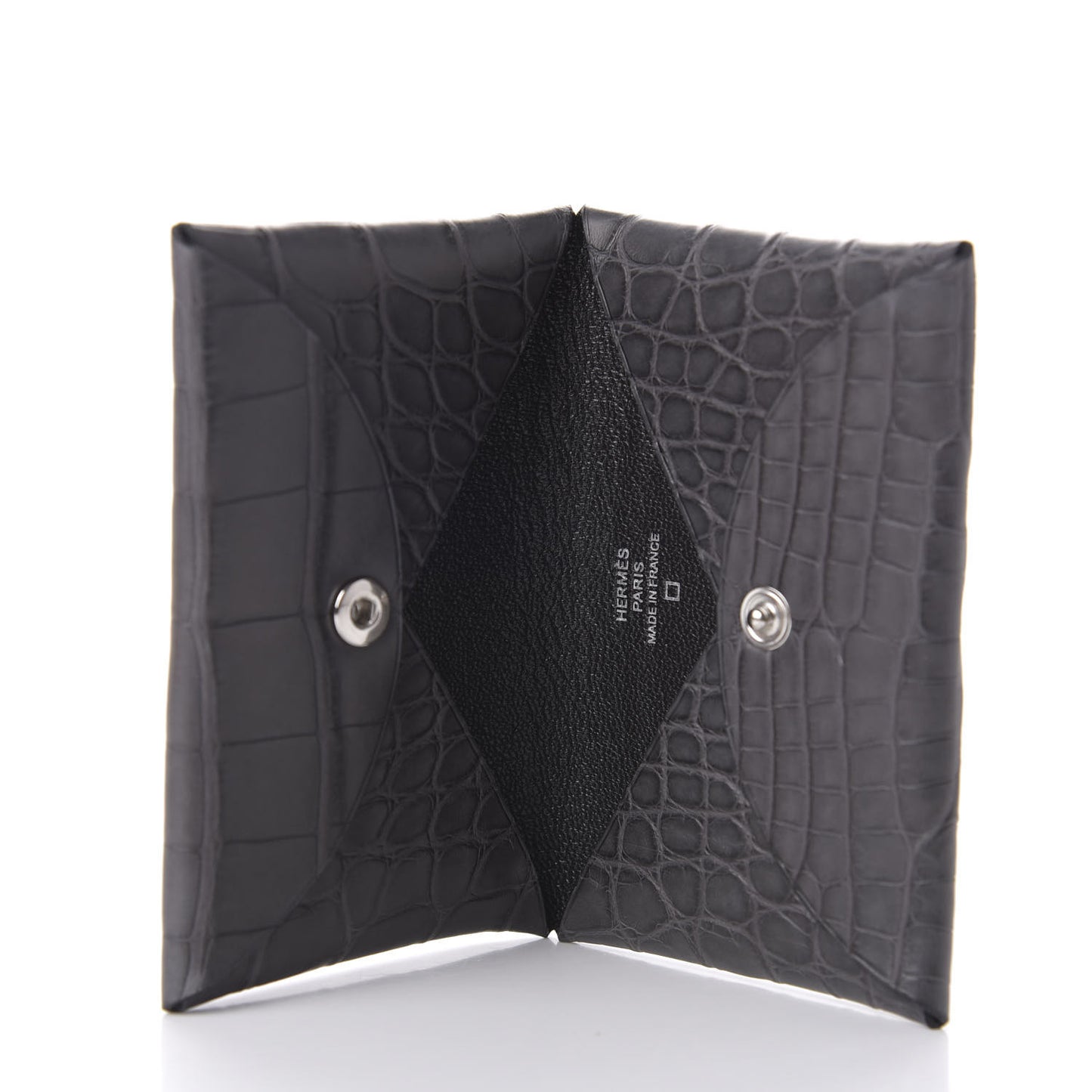 Matte Alligator Calvi Card Case Graphite