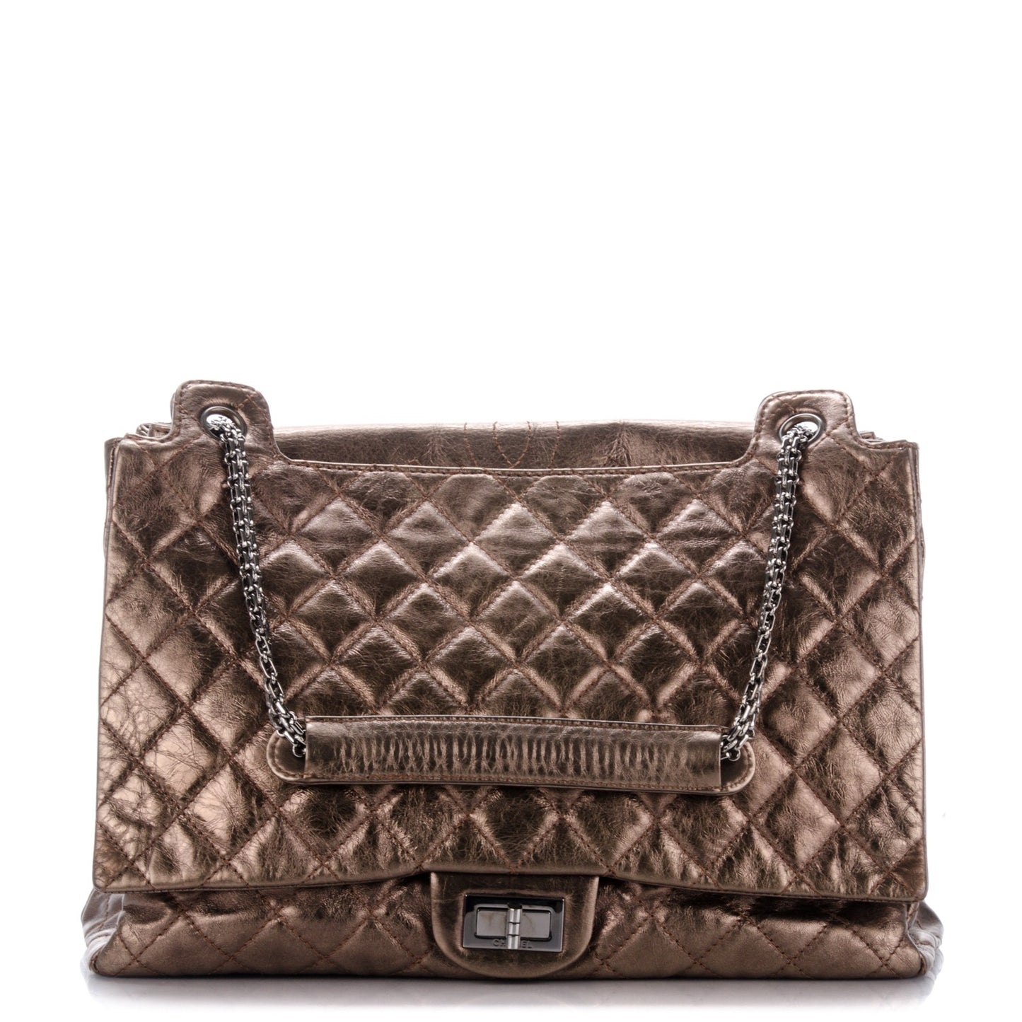 Metallic Aged Calfskin Quilted Reissue 2.55 Accordion Flap Bronze
