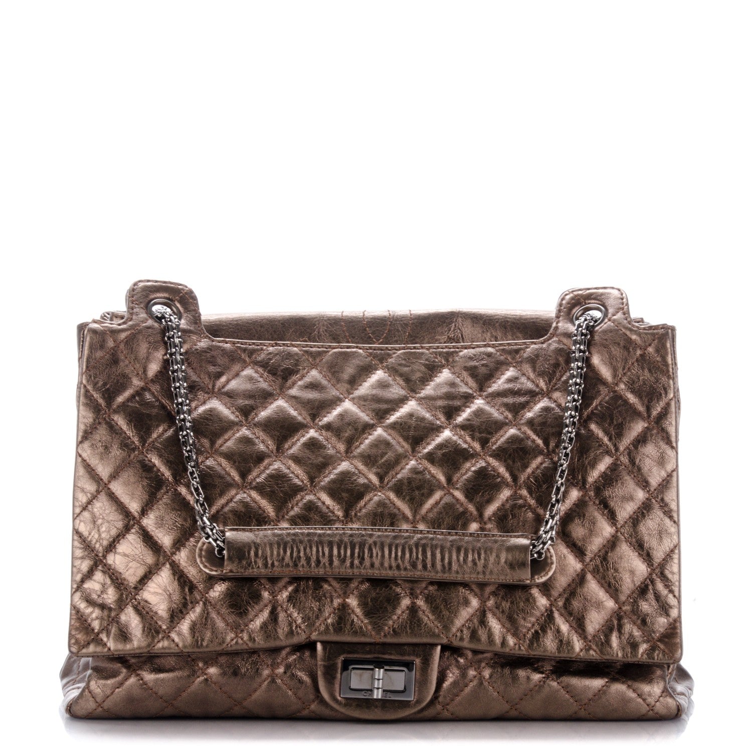Chanel Metallic Aged Calfskin Quilted Reissue 2.55 Accordion Flap Bronze 1 of 7