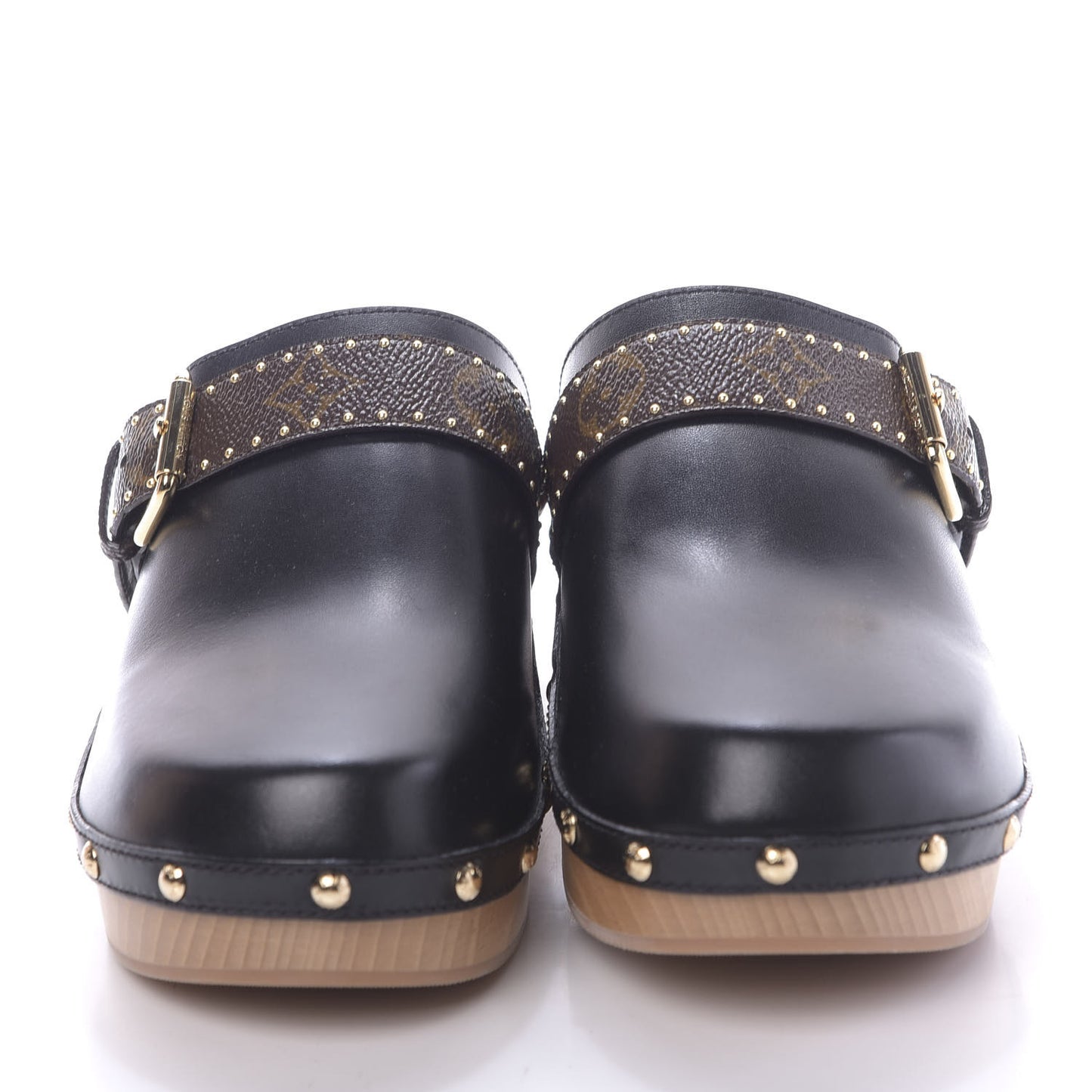 Calfskin Patent Monogram Cottage Clog Mules 38.5 Black
