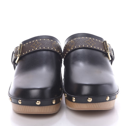 Louis Vuitton Calfskin Patent Monogram Cottage Clog Mules 38.5 Black 2 of 11