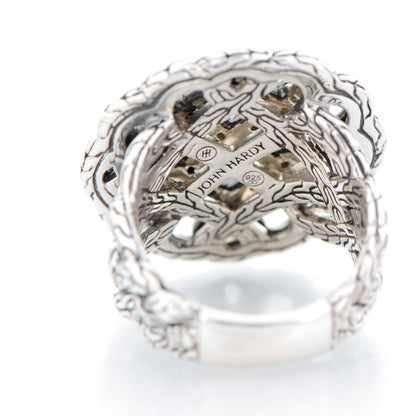 John Hardy Sterling Silver Black Sapphire Lava Round Woven Braided Ring 7 4 of 5