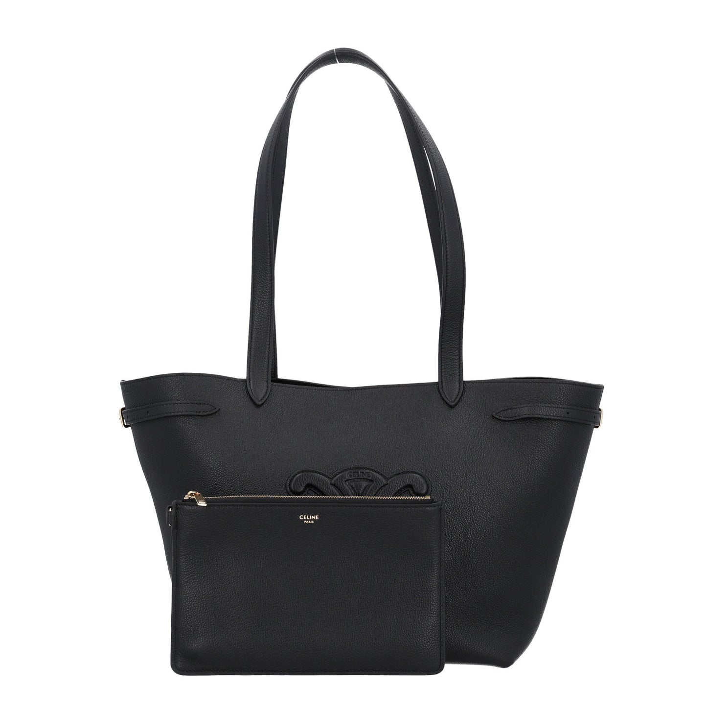 Grained Calfskin Triomphe Small Cabas Anais Black
