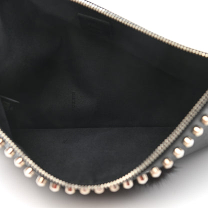 Fendi Vitello Elite Flamingo Mink Karlito Studded Pouch Black White Plaster 4 of 6