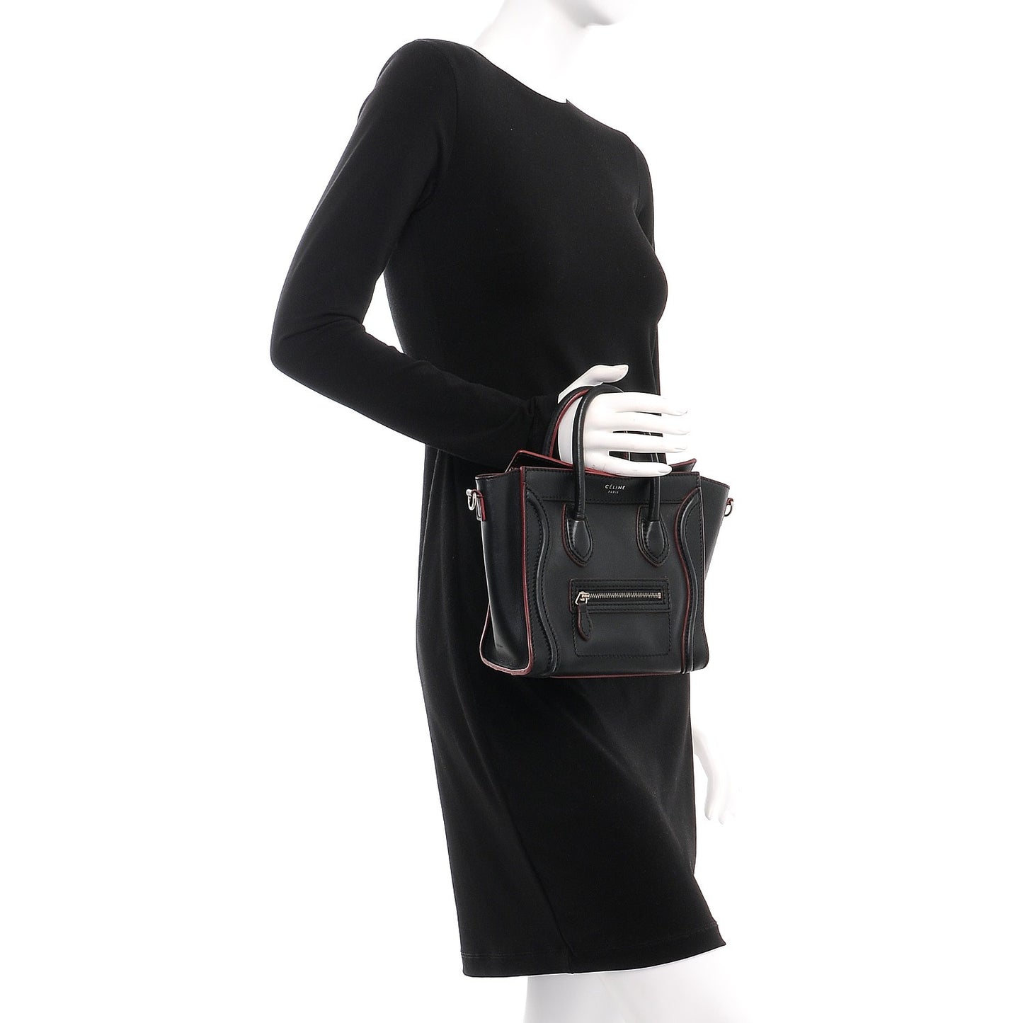 Smooth Calfskin Nano Luggage Black Red