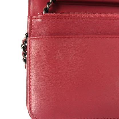 Chanel Calfskin Quilted Boy Wallet On Chain WOC Pink 15 of 15