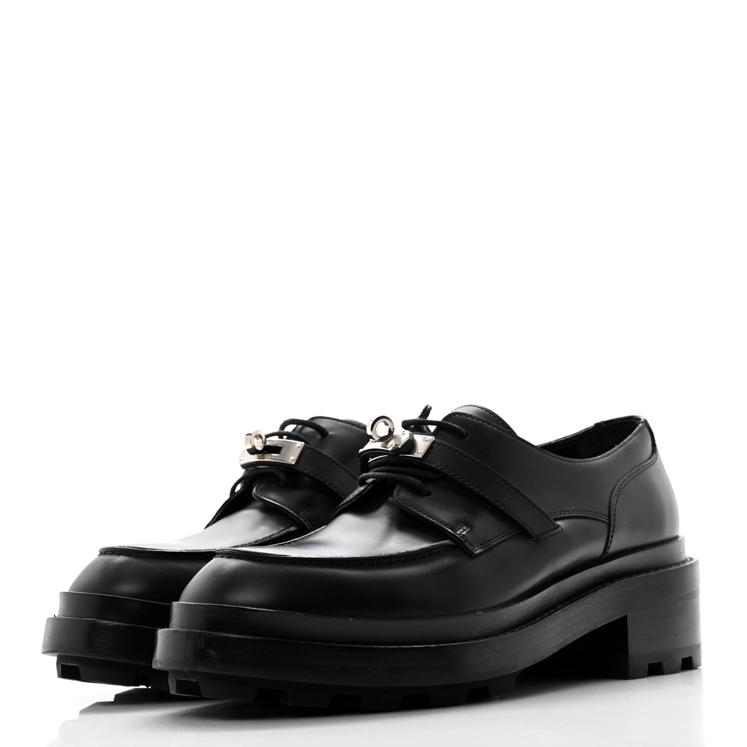 Hermes Glossed Calfskin First Oxford 38.5 Black 3 of 11