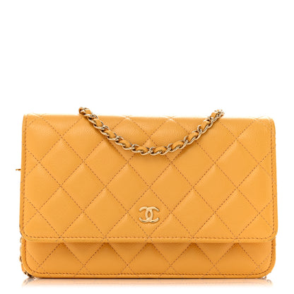Chanel Caviar Quilted Wallet on Chain WOC Yellow 1 of 15