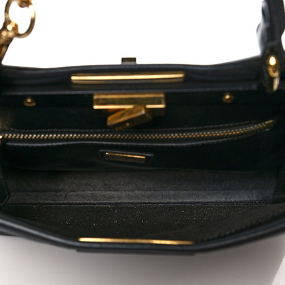 Fendi Vitello Seta Shiny Nappa Medium Peekaboo Iconic Satchel Black 5 of 10