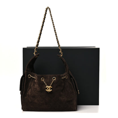 Chanel Suede Quilted Small Chanel 25 Handbag Dark Brown 11 of 11