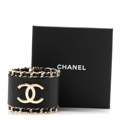 Chanel Lambskin Chain CC Cuff M Black Gold 5 of 5